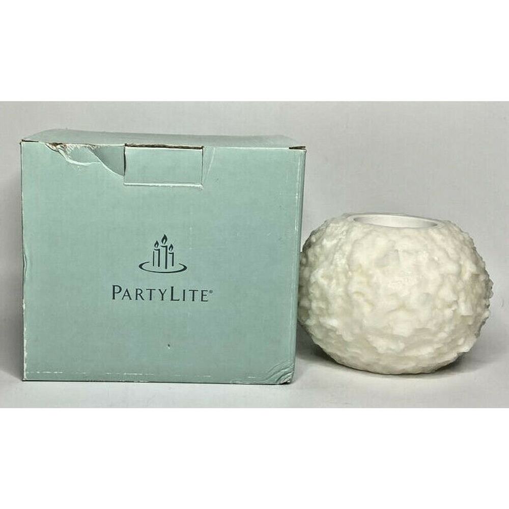 PartyLite Frosted Snowball Tealight‎ Holder Rare Retired NIB P17B/L0610